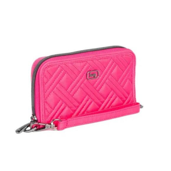 Lug Whirly RFID Wristlet Wallet Powerful Pink - Micro Houndstooth Pink Interior - Picture 2 of 12